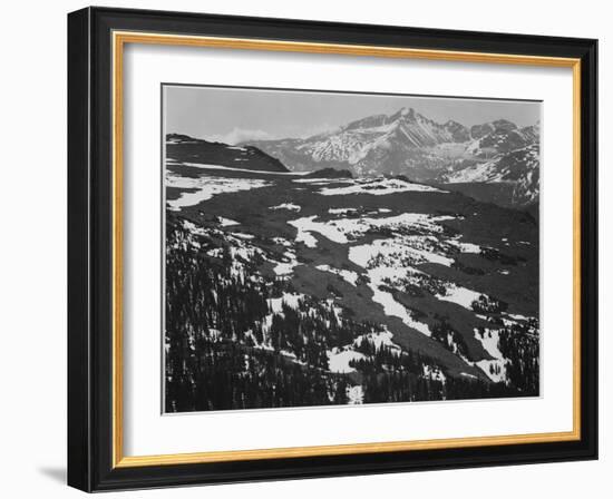 View Of Plateau Snow Covered Mountain In Bkgd "Long's Peak Rocky Mountain NP" Colorado. 1933-1942-Ansel Adams-Framed Art Print