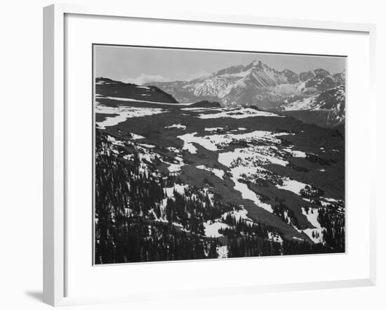 View Of Plateau Snow Covered Mountain In Bkgd "Long's Peak Rocky Mountain NP" Colorado. 1933-1942-Ansel Adams-Framed Art Print