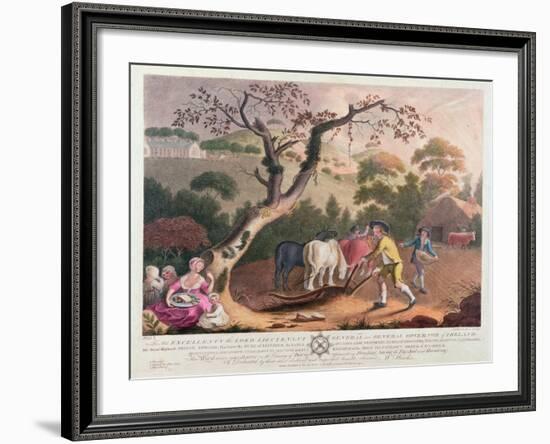 View of Ploughing, Sowing Flax Seed and Harrowing, 1791-William Hincks-Framed Giclee Print