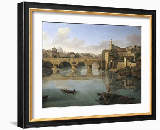 View of Ponte Sisto-Gaspar van Wittel-Framed Giclee Print