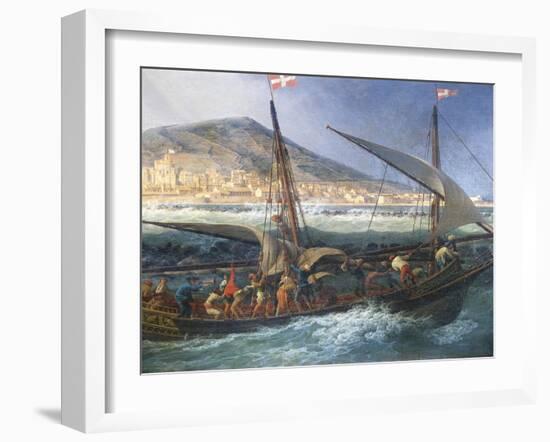 View of Port of Cette, 1757-Claude Joseph Vernet-Framed Giclee Print