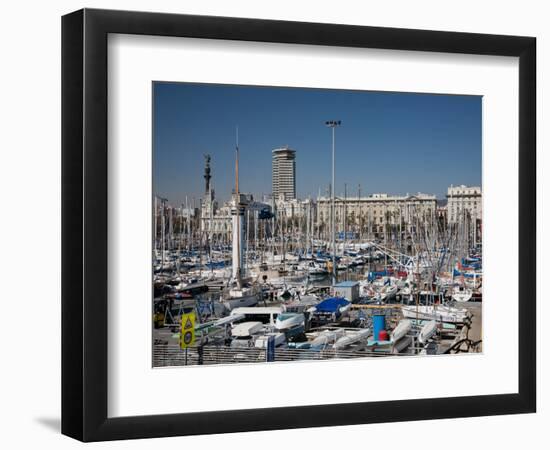 View of Port Vell Showing Columbus Monument, Barcelona, Catalonia, Spain, Europe-Adina Tovy-Framed Photographic Print