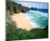 View of Porthcurno Beach, Cornwall, England, Great Britain-null-Mounted Art Print