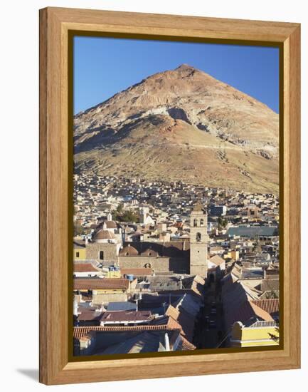 View of Potosi (UNESCO World Heritage Site) with Cerro Rico in Backgound, Bolivia-Ian Trower-Framed Premier Image Canvas