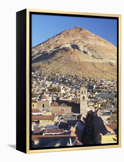 View of Potosi (UNESCO World Heritage Site) with Cerro Rico in Backgound, Bolivia-Ian Trower-Framed Premier Image Canvas