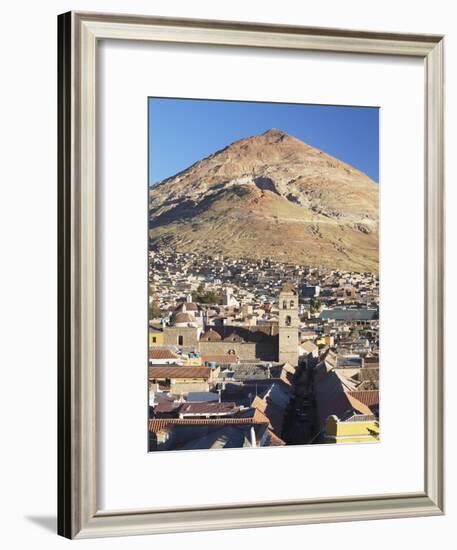 View of Potosi (UNESCO World Heritage Site) with Cerro Rico in Backgound, Bolivia-Ian Trower-Framed Photographic Print