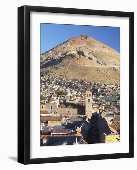 View of Potosi (UNESCO World Heritage Site) with Cerro Rico in Backgound, Bolivia-Ian Trower-Framed Photographic Print