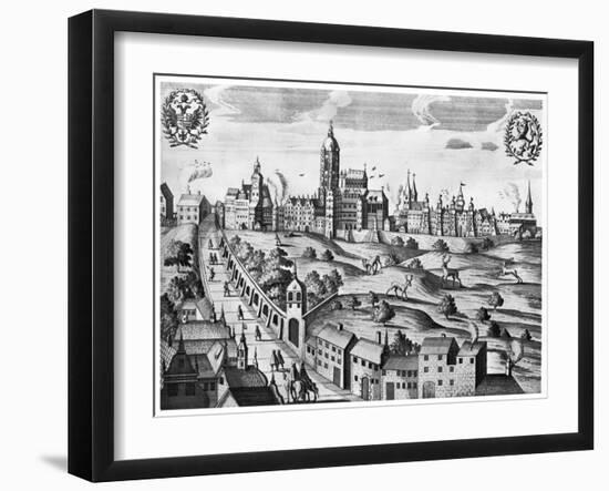 View of Prague Showing the Imperial Palace and the College of Theology, circa 1618-null-Framed Giclee Print