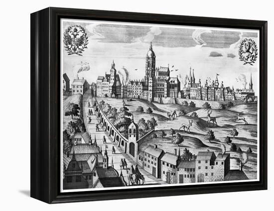 View of Prague Showing the Imperial Palace and the College of Theology, circa 1618-null-Framed Premier Image Canvas