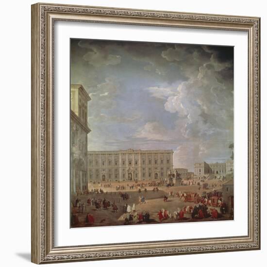 View of Quirinale and Piazza Di Monte Cavallo-Giovanni Paolo Pannini-Framed Giclee Print