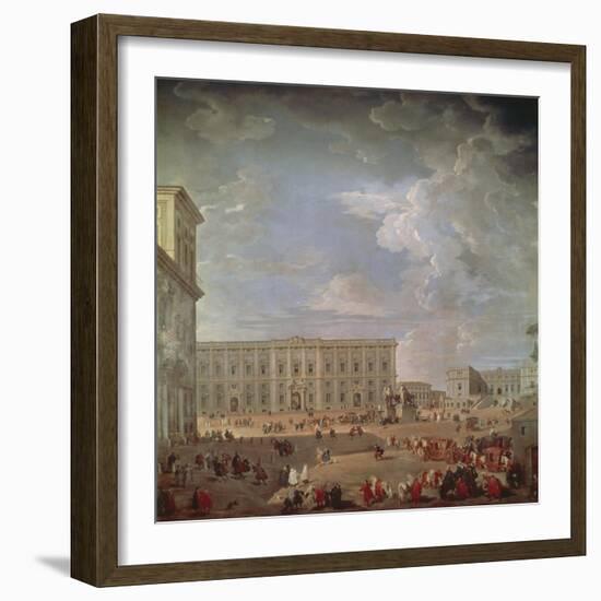 View of Quirinale and Piazza Di Monte Cavallo-Giovanni Paolo Pannini-Framed Giclee Print