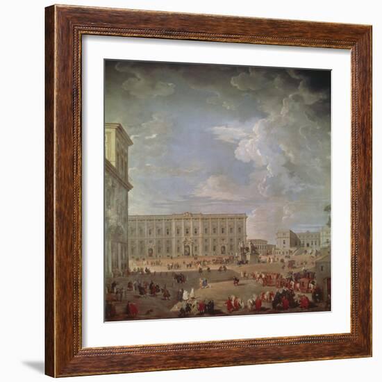 View of Quirinale and Piazza Di Monte Cavallo-Giovanni Paolo Pannini-Framed Giclee Print