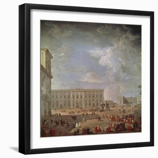 View of Quirinale and Piazza Di Monte Cavallo-Giovanni Paolo Pannini-Framed Giclee Print