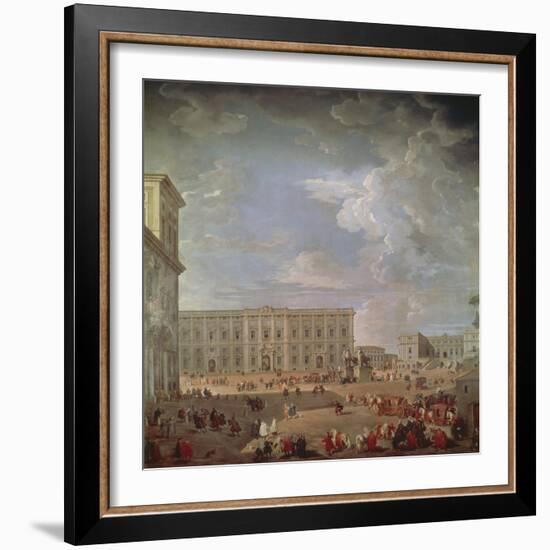 View of Quirinale and Piazza Di Monte Cavallo-Giovanni Paolo Pannini-Framed Giclee Print