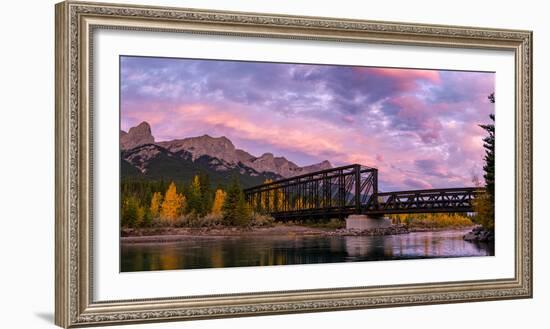 View of rail bridge over river Canmore, Alberta, Canada-Panoramic Images-Framed Photographic Print