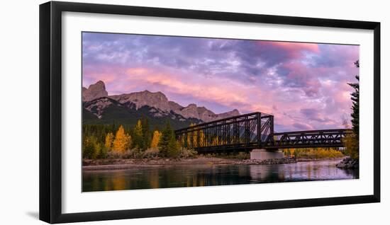 View of rail bridge over river Canmore, Alberta, Canada-Panoramic Images-Framed Photographic Print