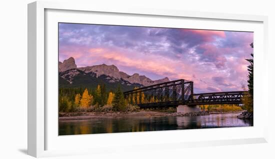 View of rail bridge over river Canmore, Alberta, Canada-Panoramic Images-Framed Photographic Print