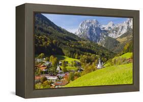 View of Ramsau in Autumn, Near Berchtesgaden, Bavaria, Germany, Europe-Miles Ertman-Framed Premier Image Canvas