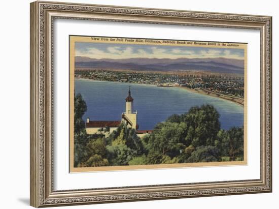 View of Redondo & Hermosa Beaches, California - Palo Verde Hills, CA-Lantern Press-Framed Art Print