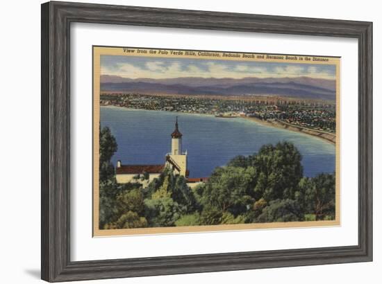 View of Redondo & Hermosa Beaches, California - Palo Verde Hills, CA-Lantern Press-Framed Art Print