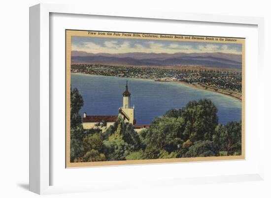 View of Redondo & Hermosa Beaches, California - Palo Verde Hills, CA-Lantern Press-Framed Art Print