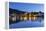 View of River Moselle and Bernkastel-Kues at dusk, Rhineland-Palatinate, Germany, Europe-Ian Trower-Framed Premier Image Canvas