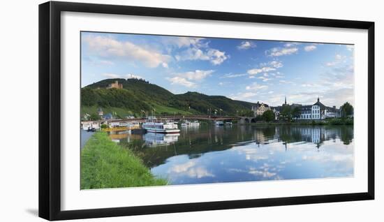 View of River Moselle and Bernkastel-Kues, Rhineland-Palatinate, Germany, Europe-Ian Trower-Framed Photographic Print
