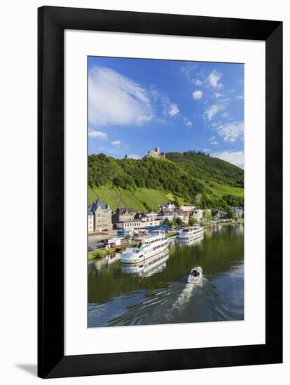 View of River Moselle and Burg Landshut, Bernkastel-Kues, Rhineland-Palatinate, Germany-Ian Trower-Framed Photographic Print