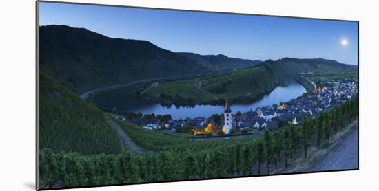View of River Moselle at dusk, Bremm, Rhineland-Palatinate, Germany, Europe-Ian Trower-Mounted Photographic Print