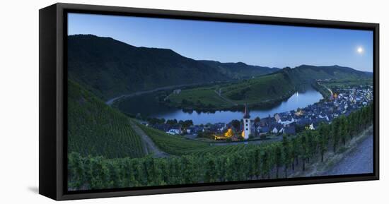 View of River Moselle at dusk, Bremm, Rhineland-Palatinate, Germany, Europe-Ian Trower-Framed Premier Image Canvas