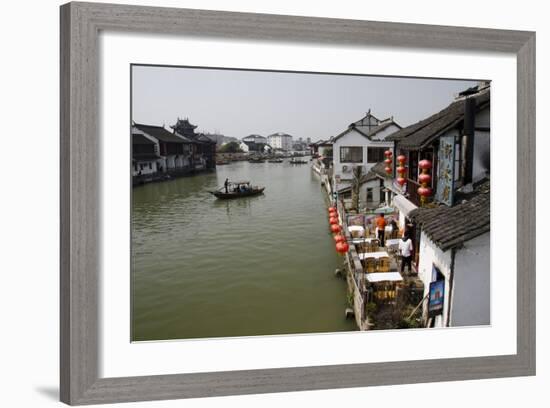 View of River Village with Boats, Zhujiajiao, Shanghai, China-Cindy Miller Hopkins-Framed Photographic Print