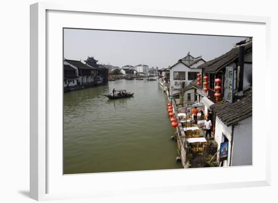 View of River Village with Boats, Zhujiajiao, Shanghai, China-Cindy Miller Hopkins-Framed Photographic Print