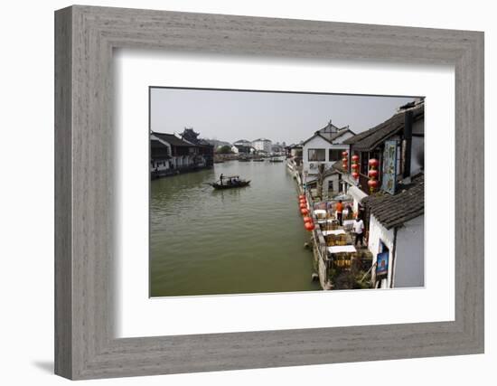 View of River Village with Boats, Zhujiajiao, Shanghai, China-Cindy Miller Hopkins-Framed Photographic Print