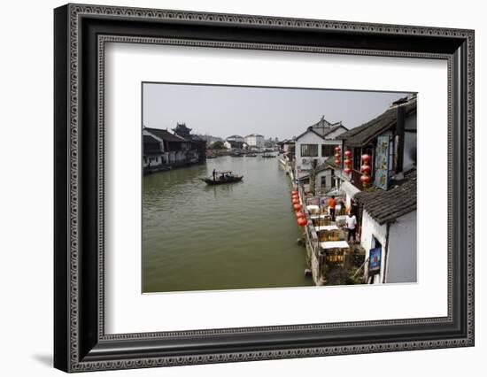 View of River Village with Boats, Zhujiajiao, Shanghai, China-Cindy Miller Hopkins-Framed Photographic Print