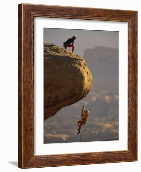 View of Rock Climbers on the Edge of a Cliff-null-Framed Photographic Print