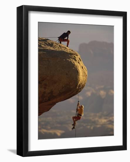View of Rock Climbers on the Edge of a Cliff-null-Framed Photographic Print