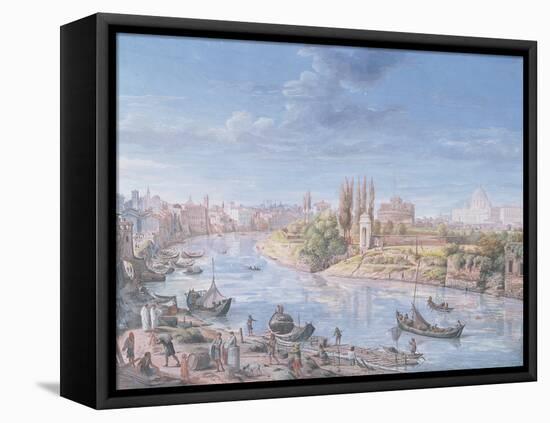 View of Rome with St. Peter's and Castel Sant' Angelo in the Distance, 1685-Gaspar van Wittel-Framed Premier Image Canvas