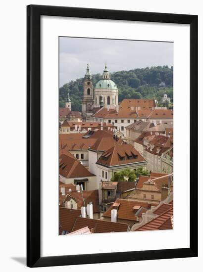 View of Rooftops, Church of St. Nicholas Dome, Little Quarter, Prague, Czech Republic, Europe-Martin Child-Framed Photographic Print