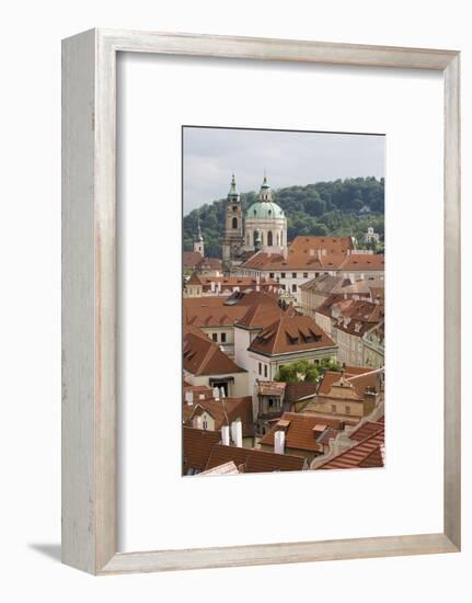 View of Rooftops, Church of St. Nicholas Dome, Little Quarter, Prague, Czech Republic, Europe-Martin Child-Framed Photographic Print