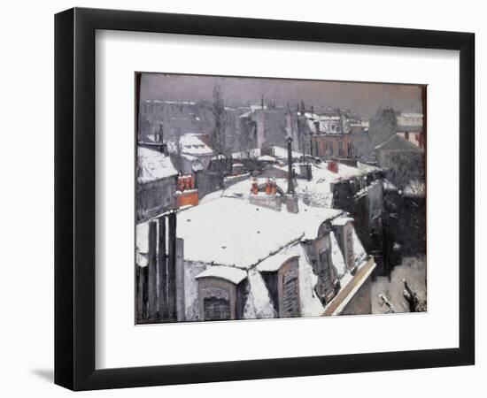 View of Rooftops (Effect of Snow) - Oil on Canvas, 1878-Gustave Caillebotte-Framed Giclee Print