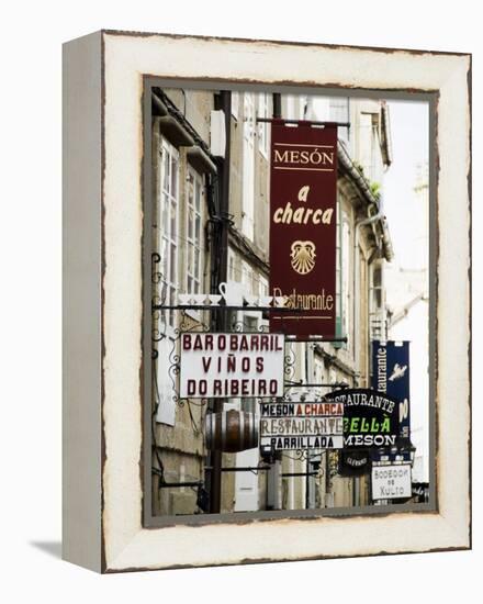 View of Rua Do Franco, a Street Famous for Its Restaurants, Santiago De Compostela, Galicia, Spain-R H Productions-Framed Premier Image Canvas