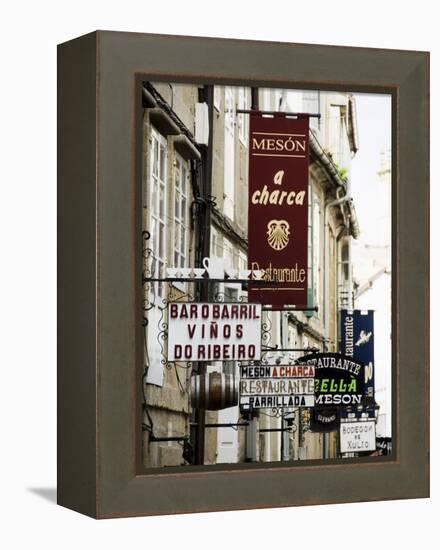 View of Rua Do Franco, a Street Famous for Its Restaurants, Santiago De Compostela, Galicia, Spain-R H Productions-Framed Premier Image Canvas