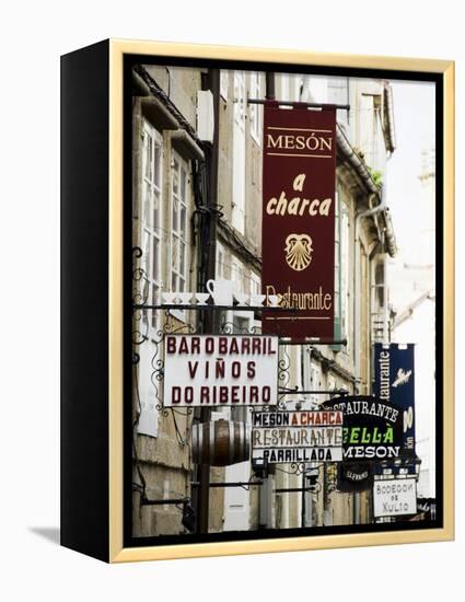 View of Rua Do Franco, a Street Famous for Its Restaurants, Santiago De Compostela, Galicia, Spain-R H Productions-Framed Premier Image Canvas
