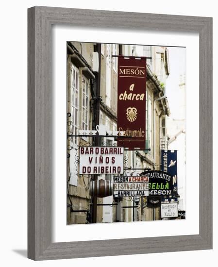 View of Rua Do Franco, a Street Famous for Its Restaurants, Santiago De Compostela, Galicia, Spain-R H Productions-Framed Photographic Print