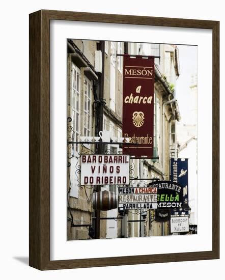 View of Rua Do Franco, a Street Famous for Its Restaurants, Santiago De Compostela, Galicia, Spain-R H Productions-Framed Photographic Print