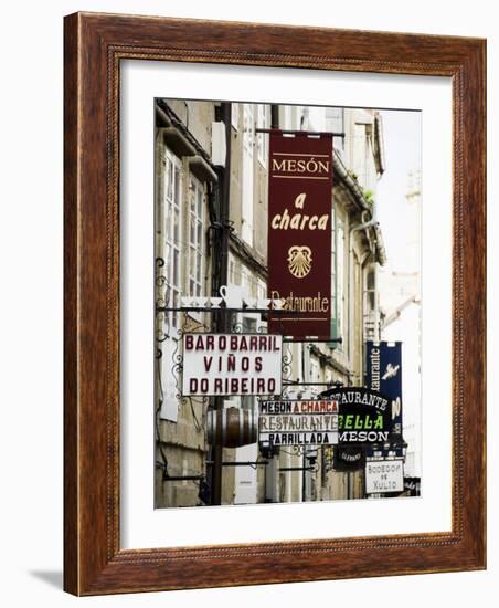 View of Rua Do Franco, a Street Famous for Its Restaurants, Santiago De Compostela, Galicia, Spain-R H Productions-Framed Photographic Print