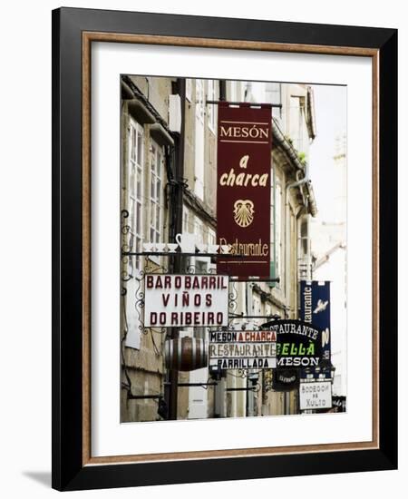 View of Rua Do Franco, a Street Famous for Its Restaurants, Santiago De Compostela, Galicia, Spain-R H Productions-Framed Photographic Print