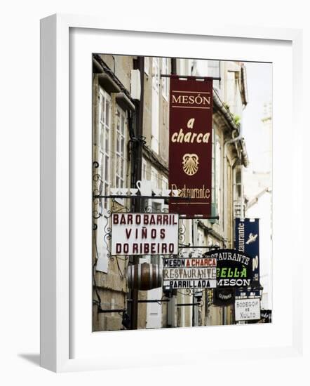 View of Rua Do Franco, a Street Famous for Its Restaurants, Santiago De Compostela, Galicia, Spain-R H Productions-Framed Photographic Print