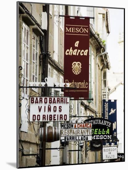 View of Rua Do Franco, a Street Famous for Its Restaurants, Santiago De Compostela, Galicia, Spain-R H Productions-Mounted Photographic Print