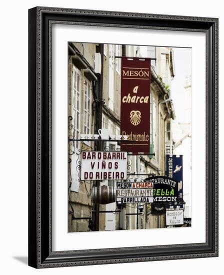 View of Rua Do Franco, a Street Famous for Its Restaurants, Santiago De Compostela, Galicia, Spain-R H Productions-Framed Photographic Print